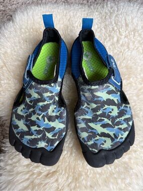Newtz water shoes with blue and green sharks size 13/1